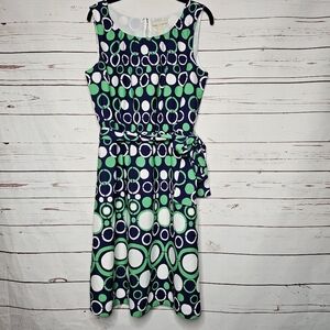 Banana Republic Sleeveless Geometric Circle Pattern Midi Dress